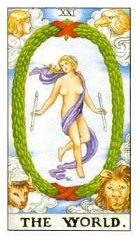 a tarot card with the zodiac sign for the world