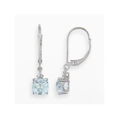 Achieve a sophisticated look with these lovely drop earrings.Achieve a sophisticated look with these lovely drop earrings.Earring Details: Length: 1 in. Closure: leverback Metal: 10k white gold Stone Details: Stone type: genuine aquamarine Cut: cushion Setting: prong Diamond Details: Total weight: less than 1/10 ct. Cut: round Color: G-I Clarity: I1-I2 Setting: prong Image(s) may be enlarged to show detail. Diamond weights are approximate. Diamond total weights may vary between .01 and .08 ct. S Classic Blue Diamond Drop Earrings, Blue Diamond Drop Earrings For Formal Occasions, Formal Gemstone Dangle Linear Earrings, Formal Dangle Gemstone Linear Earrings, Elegant Blue Earrings With Diamond Accents, Formal Fine Jewelry Diamond Earrings With Ear Wire, Formal Dangle Earrings Fine Jewelry, Elegant Blue Diamond Dangle Earrings, Elegant Gemstone Linear Earrings For Formal Occasions