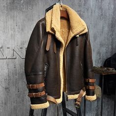 A newly designed jacket especially made for extreme winters. It gives you inner warmness and make you enjoy this cold weather. This jacket is finely constructed with sheep skin and wool, making it resistible from harsh, cold & breezy weather. Long Shearling Coat, Womens Motorcycle, Short Leather Jacket, Double Collar, Sheepskin Jacket, Leather Jacket Outfits, Men's Leather Jacket, Aviator Jackets, Real Leather Jacket