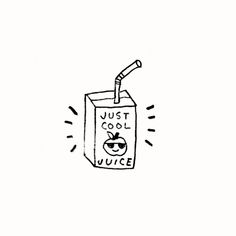 a drawing of a juice carton with an apple and a straw sticking out of it