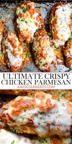 Enjoy the ultimate Crispy Chicken Parmesan with perfectly breaded chicken, rich marinara sauce, and gooey melted mozzarella cheese! This classic dish is incredibly satisfying and packed with flavor, making it a perfect choice for family dinners or special occasions. Serve it with pasta or a fresh side salad for a complete meal. Make this Crispy Chicken Parmesan tonight! #ChickenParmesan #ComfortFood #EasyDinner #FamilyMeals #ItalianCuisine | @kayscleaneats Chicken Marinara Pasta, Chicken Parmesan Recipe Healthy, Best Crispy Chicken, Chicken Marinara, Healthy Chicken Parmesan, Marinara Recipe