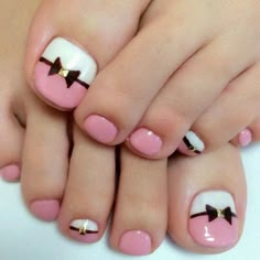 Unas de pies Pink Toe Nails, Simple Toe Nails, Feet Nail Design, Toe Nail Color