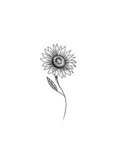 Simple Sunflower Tattoo Outline, Simple Sunflower Drawing, Sunflower Drawing Simple, Girasoles Tattoo, Fine Line Sunflower Tattoo, Sunflower Tattoo Stencil, Simple Sunflower Tattoo, Line Art Sunflower, Small Sunflower Tattoo