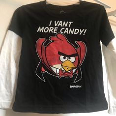 a black shirt with an angry bird on it