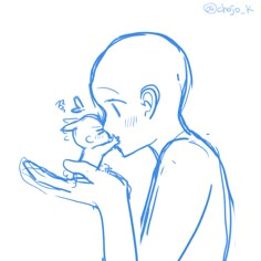 a drawing of a man holding a baby