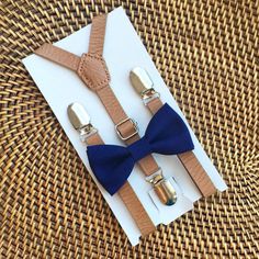 Navy Blue Bow Tie Navy Toddler Bow Tie Leather by Beautiful4Baby Elegant Adjustable Belts And Suspenders For Wedding, Elegant Adjustable Gold Belts And Suspenders, Adjustable Belts And Suspenders For Father's Day Gift, Adjustable Belts And Suspenders As Father's Day Gift, Navy Ring Bearer, Ring Bearer Outfit Navy, Suspenders Ring Bearer, Leather Suspenders Wedding, Navy Ring