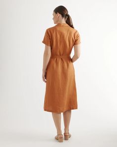 100% European Linen Button Front Dress Midi Linen Dress, Button Front Dress, Wide Leg Linen Pants, European Linens, Organic Linens, Silk Skirt, Classic Dress, Linen Shorts, Linen Clothes