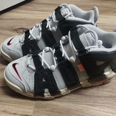 Brand New. Photon Dust And University Red Outdoor Sneakers With Red Sole And Round Toe, Nike Air More Uptempo, Nike Air More, Shoes Nike Air, Kids Nike, Shoes Nike, Kids Shoes, Nike Shoes, Nike Air