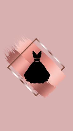 a pink background with a black dress on it