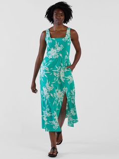 Toad&Co Maxi Dress: Crusher Column Spring Ruched Dress With Split, Green Maxi Dress With Side Slits, Casual Summer Maxi Dress With Ruched Back, Green Split Maxi Dress For Vacation, Green Maxi Dress With Side Slits For Beach, Green Vacation Dress With Side Slits, Green Vacation Dresses With Side Slits, Green Dresses With Side Slits For Vacation, Casual Spring Maxi Dress With Ruched Back