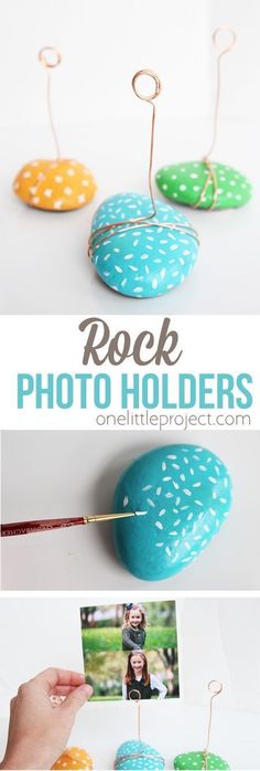 this rock photo holder is easy to make