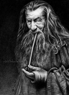 ... My Drawings, Gandalf, Black And White Drawing, Beautiful Drawings, The Grey, Old Man