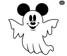 mickey mouse face with ghost wings