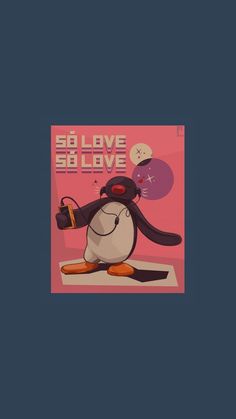 the penguin is wearing a hat and holding a purse in its paws, with text that reads so love sea love