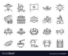 the outline icons for travel and tourism