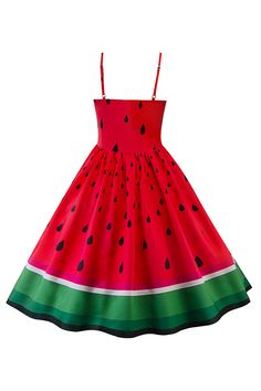 Watermelon Dress, Big Skirts, Watermelon Print, Vintage 1950s Dresses, Ball Gowns Prom, 1950s Dress, Patchwork Dress, Party Dresses For Women, Dress Red