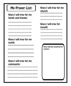 a printable prayer book with the words my prayer list in black and white on it