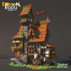 Minecraft Fantasy House Ideas, Minecraft Copper Builds, Steampunk Minecraft Builds, Cottagecore Minecraft Builds, Minecraft Roof, Minecraft Medieval House, Mc Builds, Rumah Minecraft Sederhana