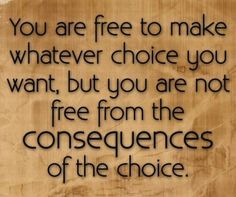 the quote you are free to make whatever choice you want, but you are not free from the consequents of the choice