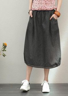 Elastic waist mid-length half-length denim skirt loose loose slim wild A-line skirtMaterials used:cotton blendedMeasurement:Size M length 70cm / 27.3"Waist elastic from 62 / 24.18to 88/ 34.32Hip 104cm / 40.56"hem 130cm / 50.7"Size L length 72cm / 28.08"Waist elastic from 66 / 25.74to 90/ 35.1Hip 106cm / 41.34"hem 134cm / 52.26"We ship worldwide.Tracking numbers provided for all orders. Repurposed Clothing Diy, Cotton Dress Outfit, Summer Dresses Diy, Cotton Wedding Dresses, Loose Summer Dress, Twenty Twenty, Fashion Top Outfits, Repurposed Clothing, Spring Clothes