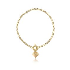 "\"14k Gold Rolo Link Bracelet w/ Puffy Heart Charm | Dainty Belcher Chain Gold Bracelet, Sailor Lock Clasp, Minimalist Gift | Gift for Her\" ◖ P R O P E R T I E S ◗ * Material: 14k Gold * Weight #1: 2,8gram (for 7\", with charm, ±5%) * Weight #2: 5,9gram (for 7\", with charm, ±5%) Contact me if you are unsure about length. Photos belong to the #1 Small Rolo Bracelet ◖ D I O N J E W E L ◗ ‣ 14K REAL GOLD ‣ EXPRESS DELIVERY IN 1-3 DAYS* ‣ HANDMADE ONLY FOR YOU, NO USED JEWELRY ‣ GIFT BOX AND OTHE Everyday Yellow Gold Heart Charm Bracelet, Heart-shaped Chain Bracelet With Lobster Clasp As Gift, Valentine's Day Heart Charm Bracelet With Heart Pendant, Valentine's Day Everyday Heart Charm Chain Bracelet, Gold Bracelet With Heart Charm For Gift, Heart-shaped Gold Bracelet With Charms For Valentine's Day, Everyday Charm Bracelet With Heart Pendant, Heart Pendant Bracelet With Charm, Heart Charm Bracelets With Heart Pendant