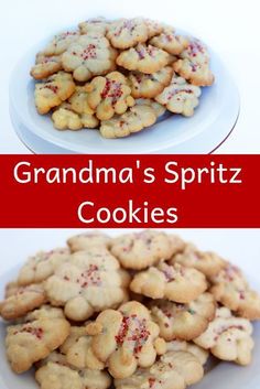 grandma's spritz cookies on a white plate