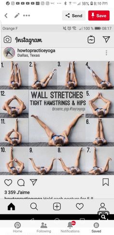 an instagramted photo of a woman doing wall stretches on her stomach and hands