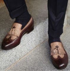 Men Dress Outfits, Black Brogues, Brown Shoes Men, Brown Fringe, Long Shoes, Shoes Oxford, Oxford Style, Suede Leather Shoes, High Ankle Boots