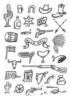 hand drawn doodle style illustration of various items and things that can be seen in this image