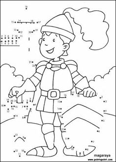 a coloring page with an image of a boy wearing a hat and holding his hand out