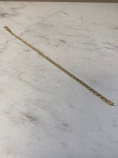 "A Beautiful 14kt Yellow Gold Lady's Double Solid Open Link Pattern Bracelet 8\" in length. This Bracelet is very well made with end caps and a lobster claw clasp. This Bracelet has a bright shiny plain polished finish, very flexible and comfortable to wear. Total weight is 3.8 grams and 3.5mm wide. This item would Retail for $595.00" Classic Formal Diamond Bracelet With Gold Chain, Elegant Gold Cuban Link Bracelet For Formal Occasions, Elegant Cuban Link Gold Bracelet For Formal Occasions, Elegant 14k Gold Cuban Link Bracelet For Formal Occasions, Elegant Gold Tennis Bracelet With Curb Chain, Elegant Gold Hallmarked Cuban Link Bracelet, Formal Gold Link Tennis Bracelet, Elegant Hallmarked Cuban Link Gold Bracelet, Elegant Gold Cuban Link Bracelet With Lobster Clasp