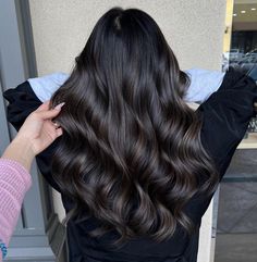 Black Hair With Mushroom Balayage, Medium Ash Brown Balayage On Black Hair, Neutral Brown Highlights On Dark Hair, Black Espresso Hair, Balayage On Dark Hair Straight, No Bleach Highlights On Black Hair, Soft Brown Balayage On Black Hair, Expresso Brown Balayage, Boliage Hair Black Hair