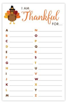 a printable thanksgiving list for kids