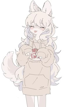 a drawing of a girl with long hair and an angel tail holding a cup in her hands