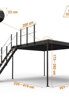 an image of a metal structure with measurements