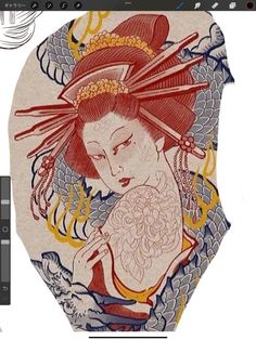 Traditional Japanese Woman Tattoo, Traditional Japanese Geisha Drawing, Traditional Japanese Art Tattoo, Japanese Drawing Traditional, Traditional Japanese Geisha Art, Japanese Tattoo Art Geisha, Irezumi Geisha, Traditional Geisha Tattoo, Japanese Traditional Geisha