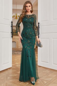 Bride Dress Mermaid, Sparkly Prom Dresses, Floral Prom Dresses, Green Mermaid, Dress Mermaid, Womens Prom Dresses, فستان سهرة, Sophisticated Dress, Mothers Dresses