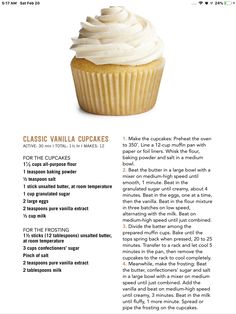 the recipe for vanilla cupcakes is shown