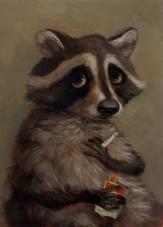 "Being Frank" an Online Exhibition "Being Frank is an exhibition all about being honest with yourself and being honest within the works you create. Alison Friend, Raccoon Drawing, Raccoon Art, Friend Painting, Bar Patio, Paint Projects, Paintings & Prints, Funky Art, Whimsical Art