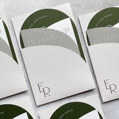 six business cards with the letter f on them