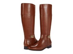 Ralph Lauren Ankle Boots, Ralph Lauren Leather Round Toe Boots, Elegant Ralph Lauren Round Toe Heels, Medium Width Brown Riding Boots, Brown Knee-high Riding Boots With Round Toe, Ralph Lauren Shoes, Ralph Lauren Outfits, Riding Boots, Heeled Boots