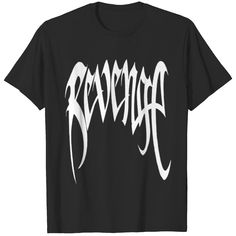 Revenge T-shirts Band Logo Graphic Tee With Crew Neck, Graphic Tee With Band Logo And Crew Neck, Band Merch T-shirt With Band Logo, Short Sleeve, Band Merch T-shirt With Band Logo, Band Merch T-shirt With Logo, Short Sleeve, White Band Logo T-shirt Crew Neck, Band Merch Tops With Band Logo, Short Sleeve, Band Merch Short Sleeve Tops With Band Logo, Band Merch Top With Band Logo And Short Sleeves