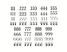 the numbers are written in different styles and sizes, including one that is black on white