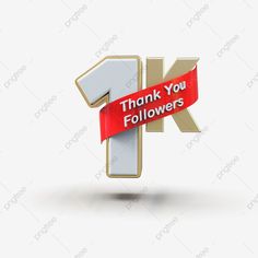 a sign that says thank you followers with a red ribbon around the number one on it