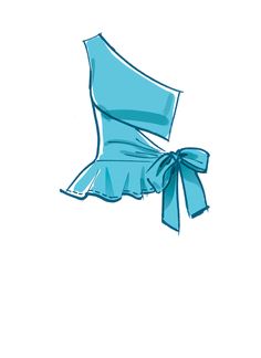 a drawing of a blue top with a bow on the front and back, in light blue