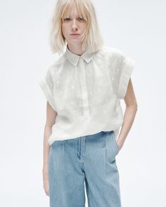 Robin Ramie Embroidered Top - White | rag & bone Chic Linen Tops With Floral Embroidery, Chic Linen Top With Floral Embroidery, Chic Embroidered Linen Top, White Linen Embroidered Summer Top, White Linen Embroidered Top For Summer, Athletic Fits, Embroidered Top, Chinos Pants, Rag & Bone