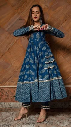 Printed anarkali set Anarkali Cotton Kurti Design, Suits For Women Cotton, Designer Outfits Woman Indian, Cotton Anarkali Dress Pattern, Cotton Anarkali Suits Designer, Anarkali Dress Cotton, Cotton One Piece Dresses, Anarkali Cotton Kurti, Kurti Sets For Women