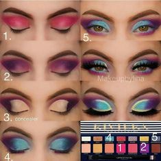 Anastasia Palette, Make Up Tutorials, Makeup Idea, Colorful Eye Makeup, Dark Makeup, Make Up Looks