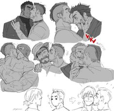 some drawings of people hugging each other