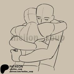 a drawing of two people hugging each other with the caption, patreon